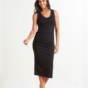 Michael Stars Maya Black Ruched Dress L
